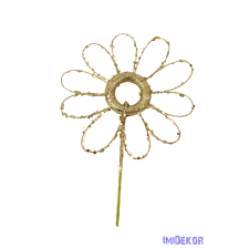  Csillámos virág pick - Arany dekorációs kellék