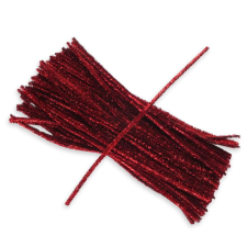  Csillámos zsenília drót - piros 100db/cs dekorációs kellék