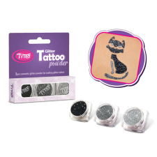 Csillámpor szett 3 x 2,5 ml Ezüst, Acélszürke, Fekete csillámtetoválás
