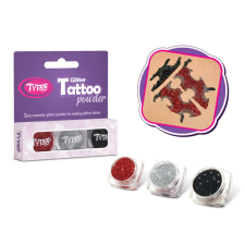 Csillámpor szett 3 x 2,5 ml Piros, Ezüst, Fekete csillámtetoválás