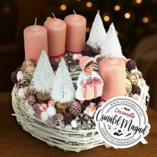  Csináld magad - Prémium rózsaszín karácsonyi adventi koszorú karácsonyi dekoráció