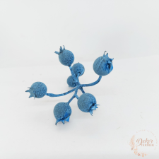  Csipkebogyó ág - hamvas kék - kisebb dekorációs kellék