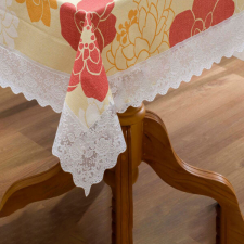  Csipkeszélű fannel terítő F200 Narancs virágos 152x228 lakástextília