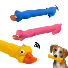  Csipogó latex játék kutyák részére -hosszúkás kacsa - Sárga játék kutyáknak