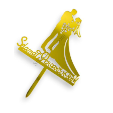  Csokros nászpár beszúró tortadísz műanyag arany színű konyhai eszköz