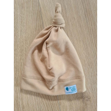  Csomós sapka, egyszínű, drapp babasapka, sál