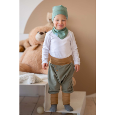  Csomós sapka, egyszínű, mélyzöld babasapka, sál