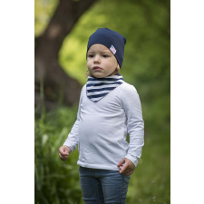  Csomós sapka, egyszínű, sötétkék babasapka, sál