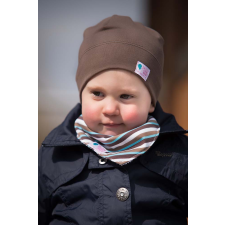  Csomós sapka kétrétegű, egyszínű, barna babasapka, sál