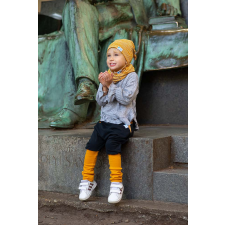  Csomós sapka kétrétegű extra, hullám, mustársárga babasapka, sál