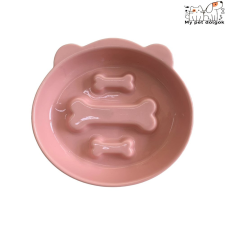  Csont mintájú kerámia evéslassító kutyatál - Rózsaszín kutyatál