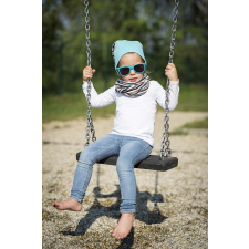  Csősál, 3csík, kék-fehér-barna babasapka, sál