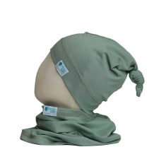  Csősál, egyszínű, mélyzöld babasapka, sál