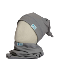  Csősál, egyszínű, szürke uni babasapka, sál