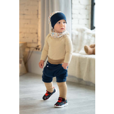  Csősál kétrétegű, geometria, drapp babasapka, sál