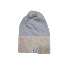  Csősapka, csík, világoskék-szürke babasapka, sál