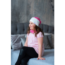  Csősapka kétrétegű, pöttyös, pink babasapka, sál