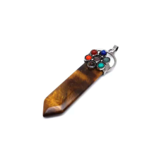 Csúcs fém csakra virág tigrisszem medál 2x7cm medál