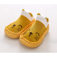  Csúszásgátlós babacipő, puha talpú babazokni - cicás-11 cm