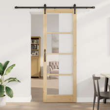  Csúszó Ajtó Felszerelési Készlettel 83x232 cm Tömör Fenyő építőanyag