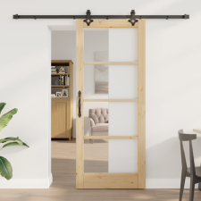  Csúszó Ajtó Hardver Készlettel 83x202 cm Tömör Fa Fenyő építőanyag