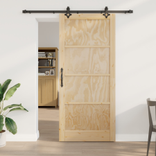  Csúszó ajtó szerelési készlettel 93x211 cm Tömör fenyőfa építőanyag