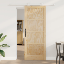  csúszóajtó hardver készlettel 83x211 cm Tömör fa fenyő építőanyag