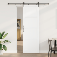  Csúszóajtó hardver készlettel Fehér 78x232 cm Szilárd Fenyő építőanyag