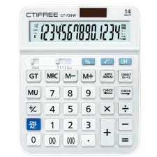 CTIFREE CTIFREE - CT-729W fehér számológép, 153x203mm, 14 számjegy, dual power számológép