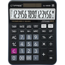 CTIFREE CTIFREE - DJ-160Dplus fekete számológép, 145x190mm, 16 számjegy, TAX funkció, dual power számológép