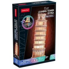 CubicFun 3D puzzle játék 42 darabos Pisai ferdetorony éjszakai változat LED világítással puzzle, kirakós