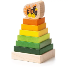 CUBIKA 15276 Színes piramis tyúkkal - fából készült puzzle 8 db puzzle, kirakós