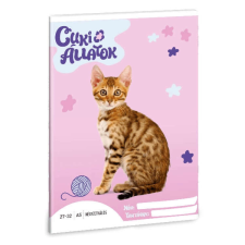  Cuki állatok tűzött füzet A/5, 32 lap kockás, bengáli macska füzet