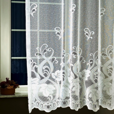 Curtain Jacquard csipke függöny anyag, bordűrös, leveles mintával, 180 cm magas, maradék darabok lakástextília