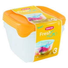 Curver 182221 182221 "FRESH&GO"ÉTELTARTÓ SZETT 3x1,2L papírárú, csomagoló és tárolóeszköz