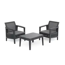 CURVER Atlas linea műanyag balkon szett párnával grafit-viharszürke kerti bútor