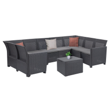 CURVER Claire VII 8 személyes sarokgarnitúra párnatartós asztallal grafit kerti bútor
