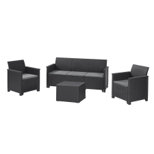 CURVER Elodie kerti bútor szett 3 személyes kanapéval párnatartós asztallal kerti bútor
