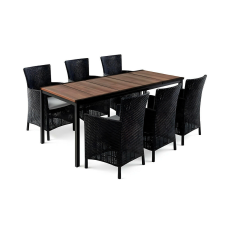 CURVER Nadia Large 6+1 Dió-Grafit Kerti Bútor Szett - Műrattan Fotelekkel kerti bútor