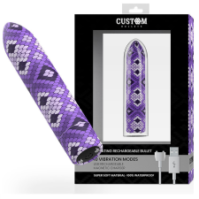 CUSTOM BULLETS CUSTOM BULLETS - ÚJRATÖLTHETŐ KÍGYÓ MINTÁS LILA VIBRÁTOR 10 REZGÉSSEL vibrátorok
