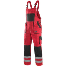 CXS Luxy Bright Fényvisszaverő Kantáros Munkásnadrág Piros/Fekete - 54
