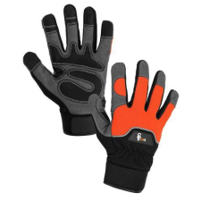 CXS Puno bőrkesztyű műbőrből fényvisszaverő elemmel, fekete/narancssárga védőkesztyű