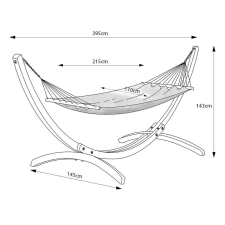 Czillo Prémium pamut függőágy - Lungo - állvánnyal, ekrü kerti bútor