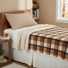 Czinger home Kétoldalas barna kockás bárány gyapjú alsó takaró (derékalj) 180x200 cm lakástextília