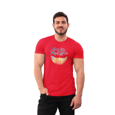  D&B Férfi/Unisex Póló MO00081 Were All Mad Here Piros-Méret 5XL