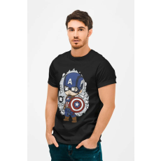  D&B Férfi Unisex Póló PC00007 Captain America Fekete-Méret M