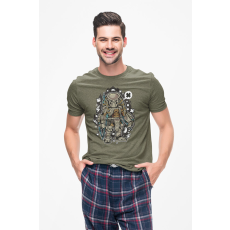  D&B Férfi/Unisex Póló PC00085 Predator Katonai zöld-Méret L