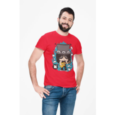  D&B Férfi/Unisex Póló PC00100 Slash Piros-Méret 2XL