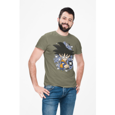  D&B Férfi/Unisex Póló PC00102 ShonGoku Katonai zöld-Méret XL