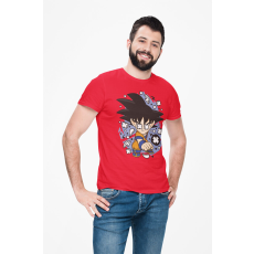  D&B Férfi/Unisex Póló PC00102 ShonGoku Piros-Méret 2XL